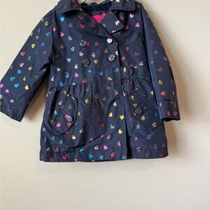 London Fog Kids Raincoat with Multicolored Hearts girls size2T